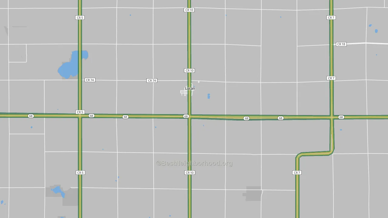 Lucan, MN Map of Noise Levels in Lucan