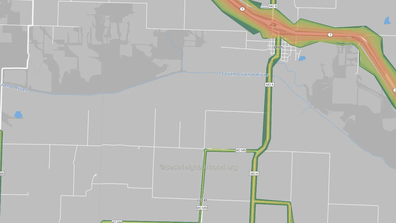 Lucas, MO Map of Noise Levels in Lucas