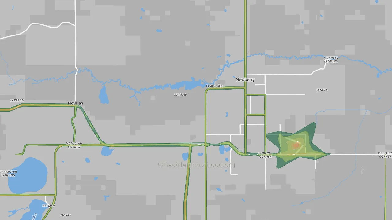 Luce County, MI Map of Noise Levels in Luce County