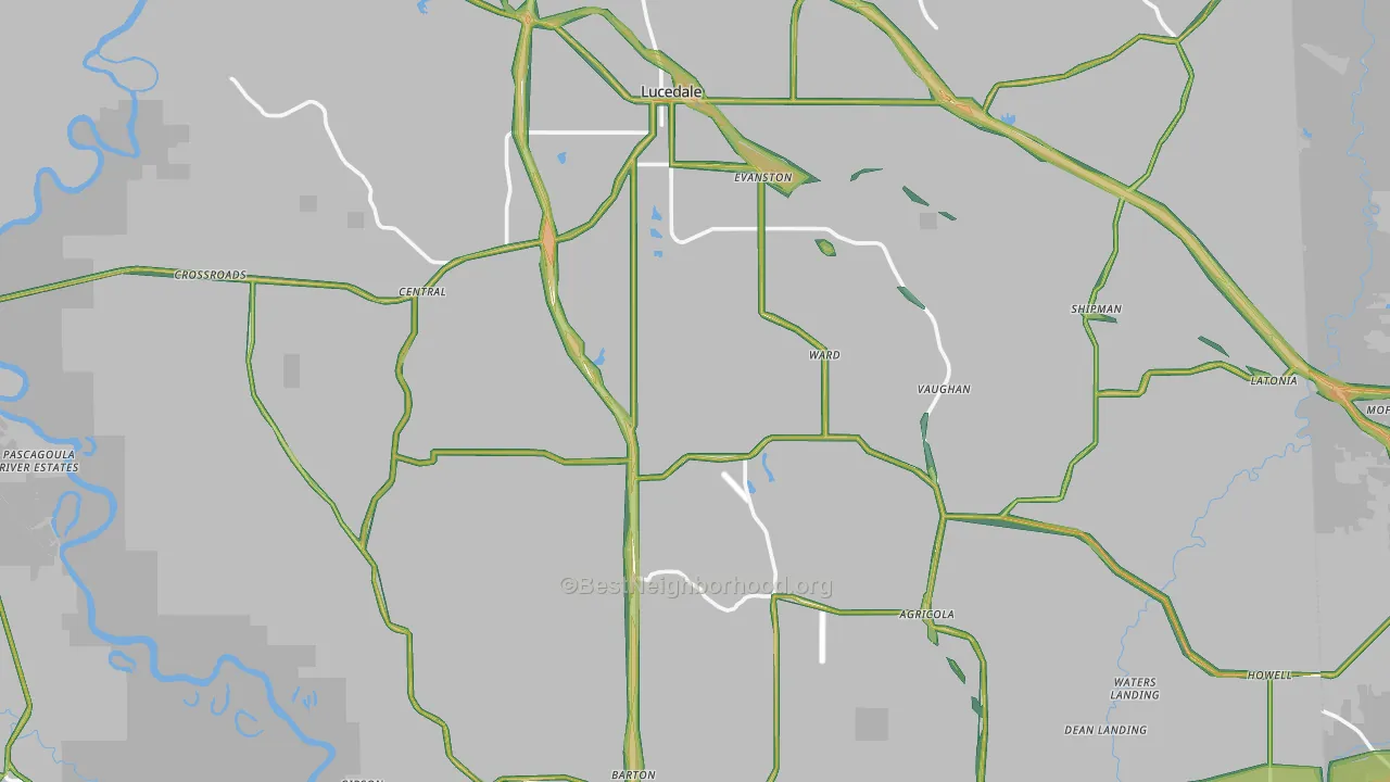 Lucedale, MS Map of Noise Levels in Lucedale
