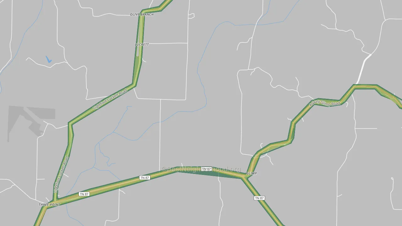 Luckett, TN Map of Noise Levels in Luckett