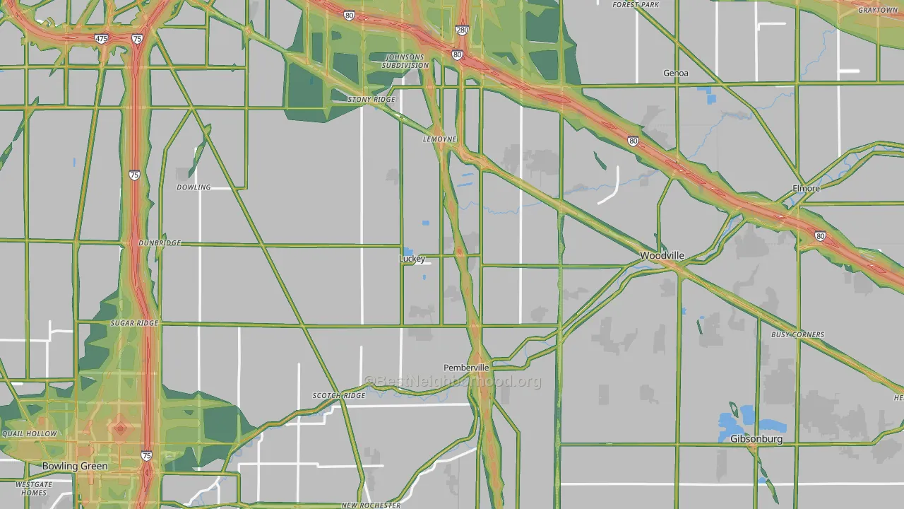 Luckey, OH Map of Noise Levels in Luckey
