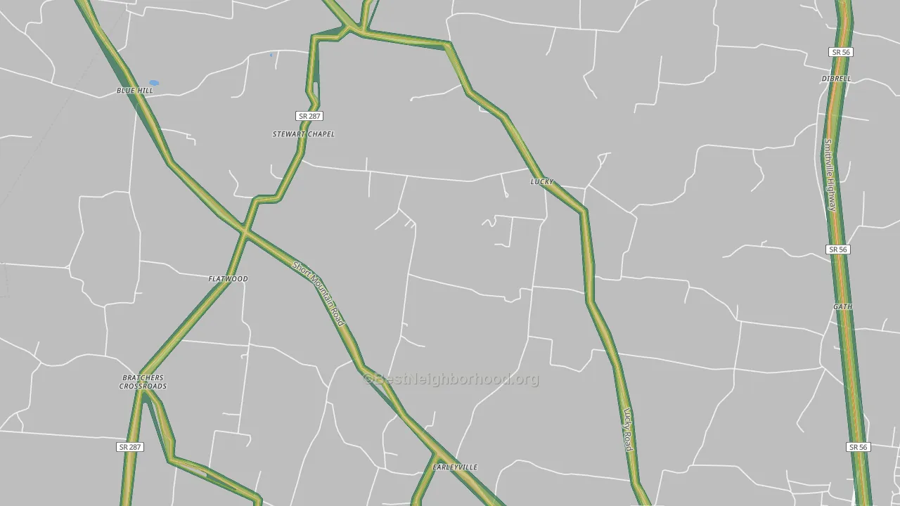 Lucky, TN Map of Noise Levels in Lucky