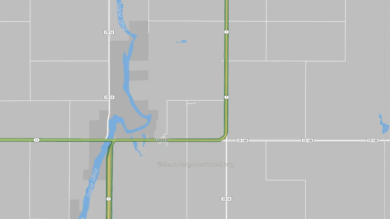 Ludden, ND Map of Noise Levels in Ludden