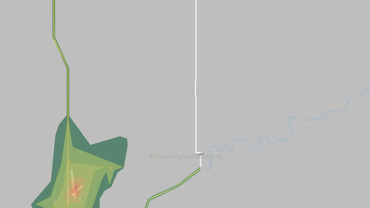 Ludell, KS Map of Noise Levels in Ludell