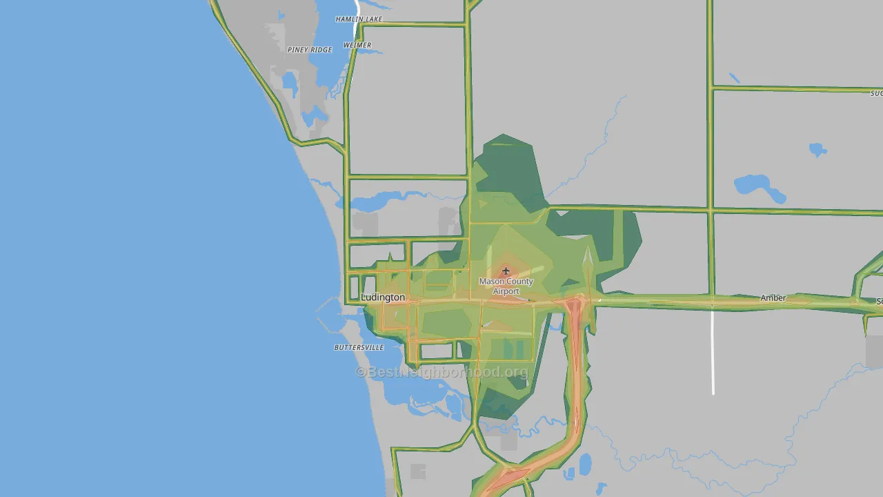 Ludington, MI Map of Noise Levels in Ludington