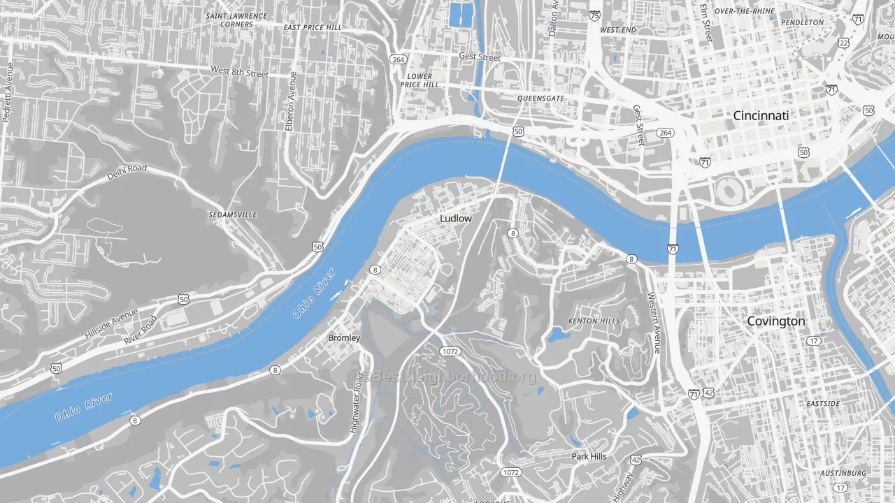 Ludlow, KY Map of Noise Levels in Ludlow