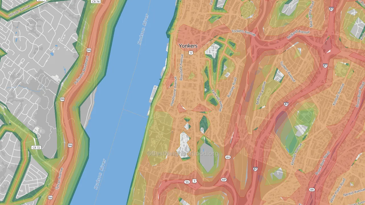Ludlow, Yonkers, NY Map of Noise Levels in Ludlow