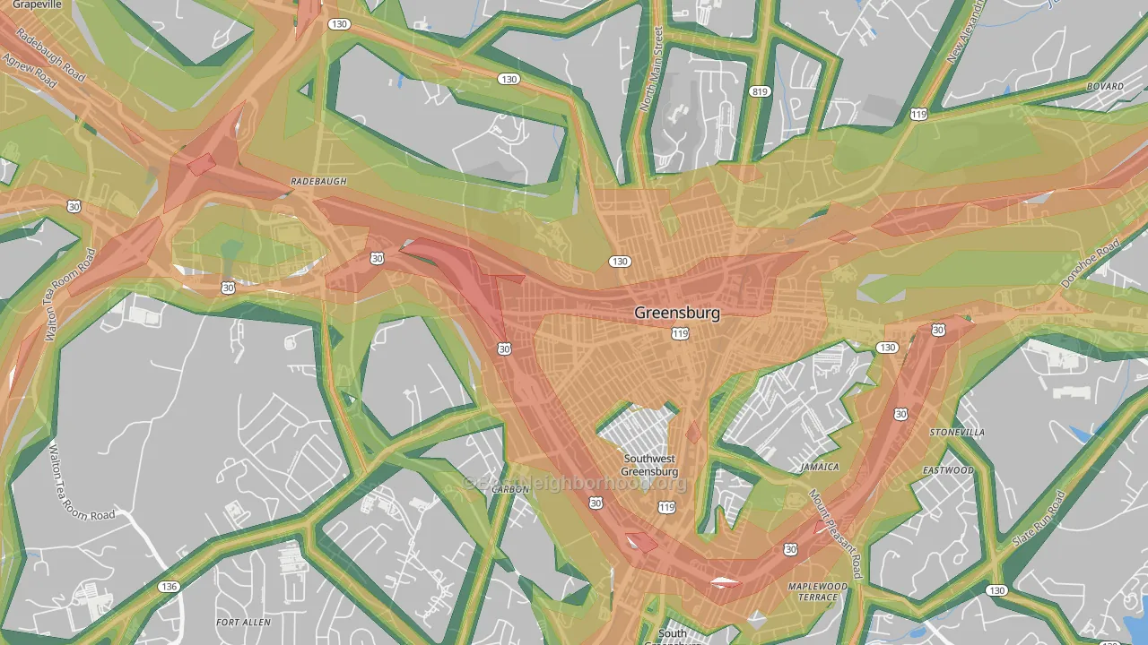 Ludwick, Greensburg, PA Map of Noise Levels in Ludwick