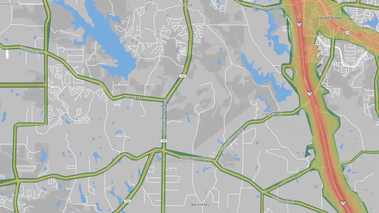 Luella, GA Map of Noise Levels in Luella