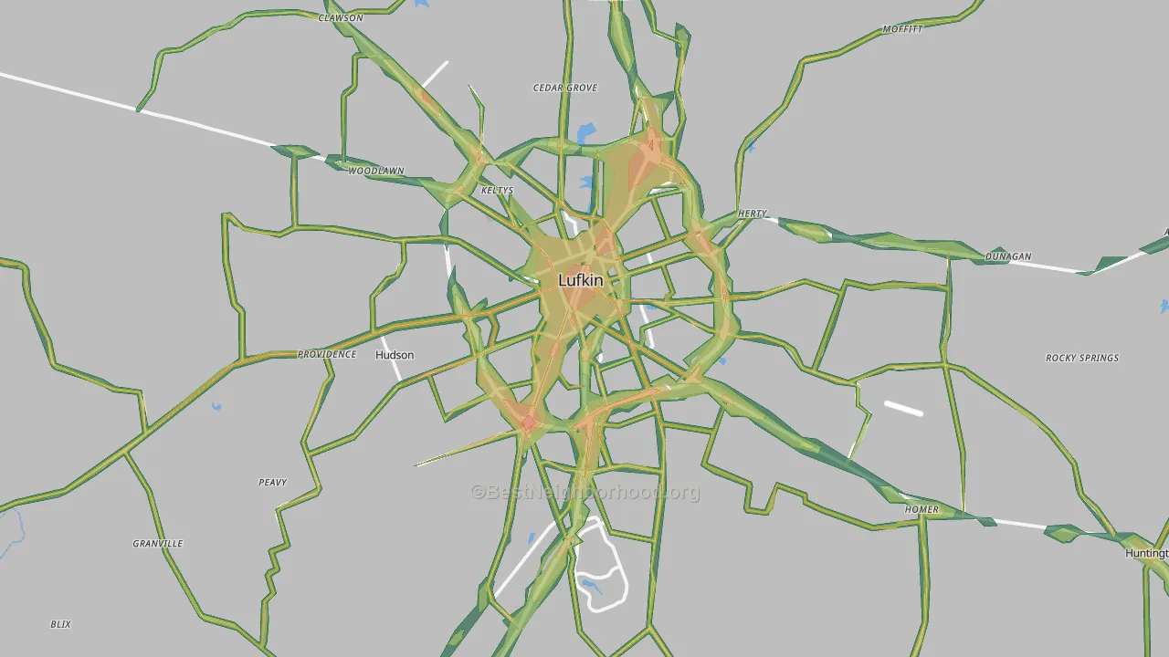 Lufkin, TX Map of Noise Levels in Lufkin