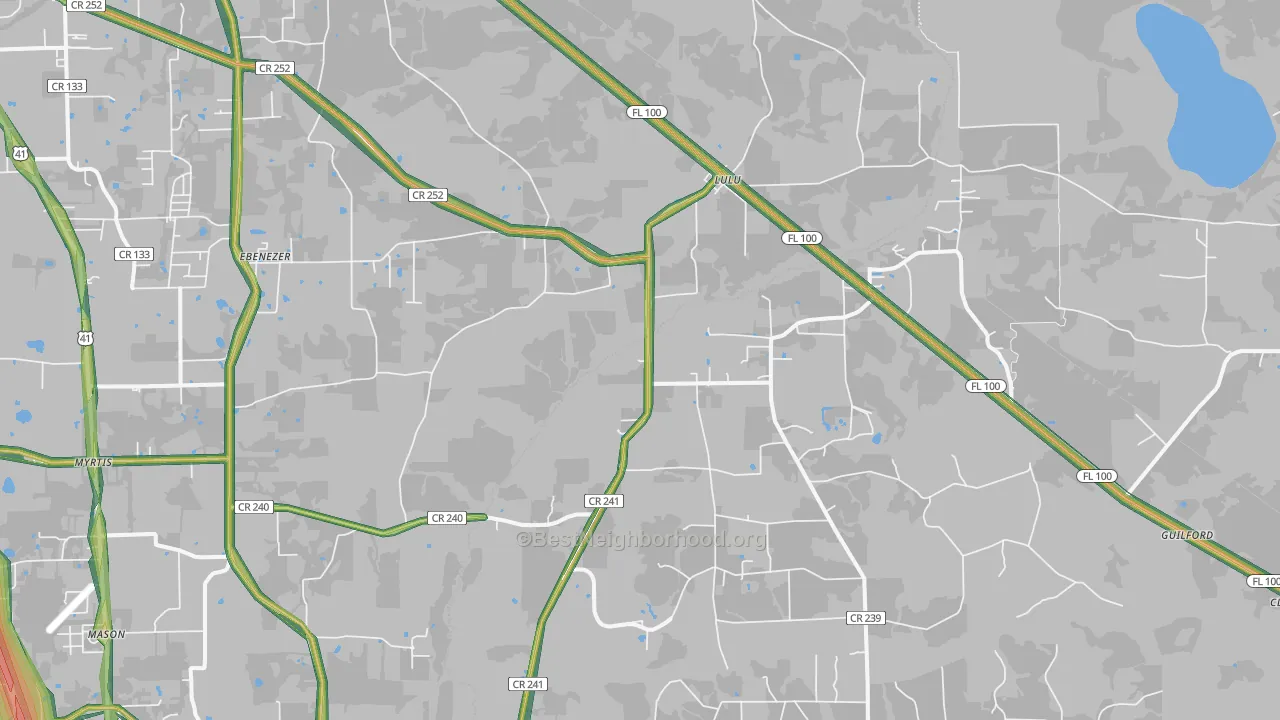 Lulu, FL Map of Noise Levels in Lulu