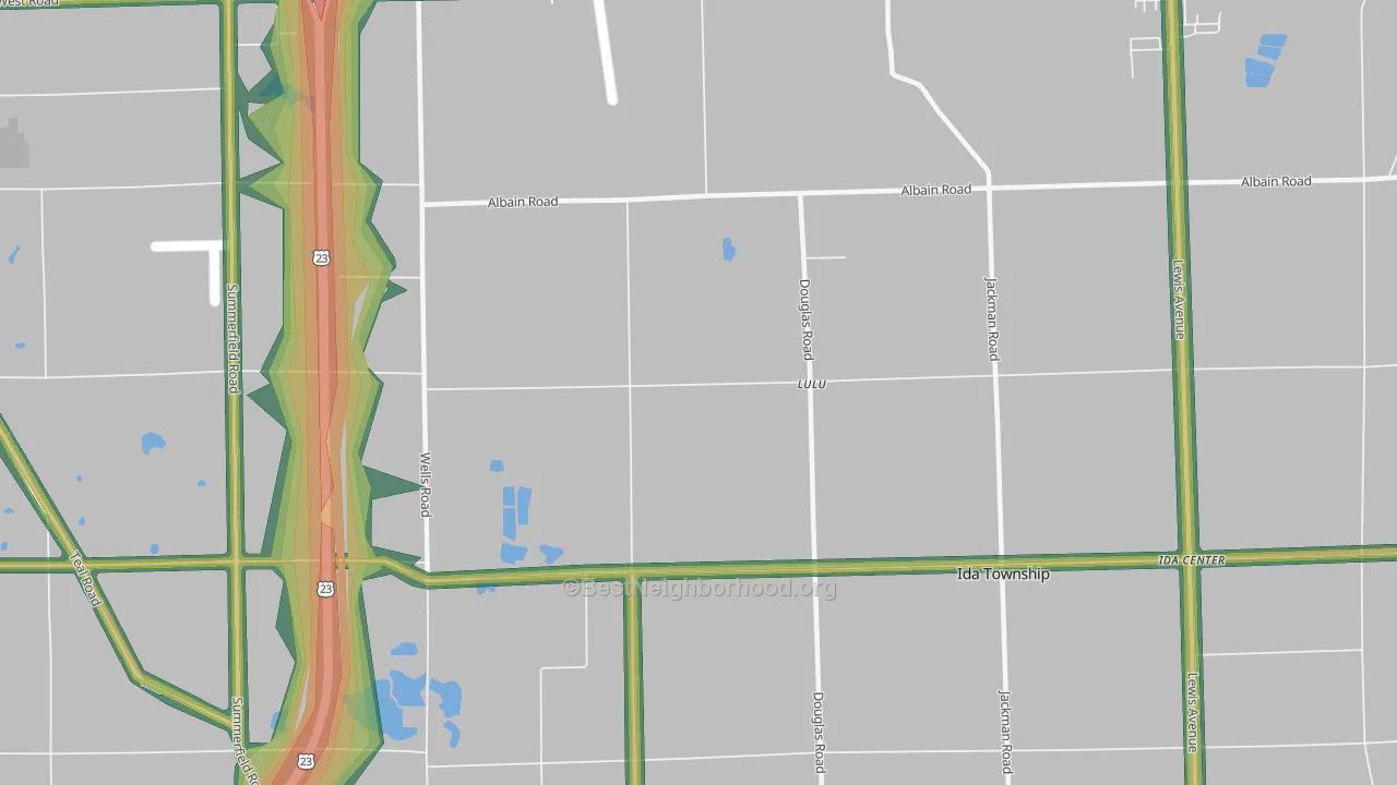 Lulu, MI Map of Noise Levels in Lulu