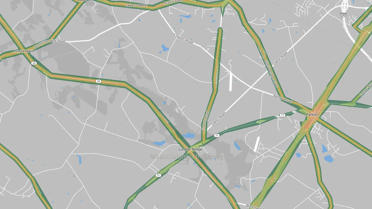 Lumber Bridge, NC Map of Noise Levels in Lumber Bridge