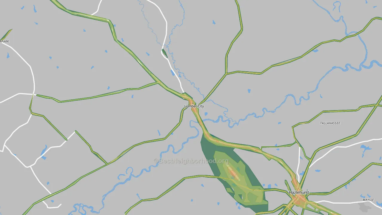 Lumber City, GA Map of Noise Levels in Lumber City