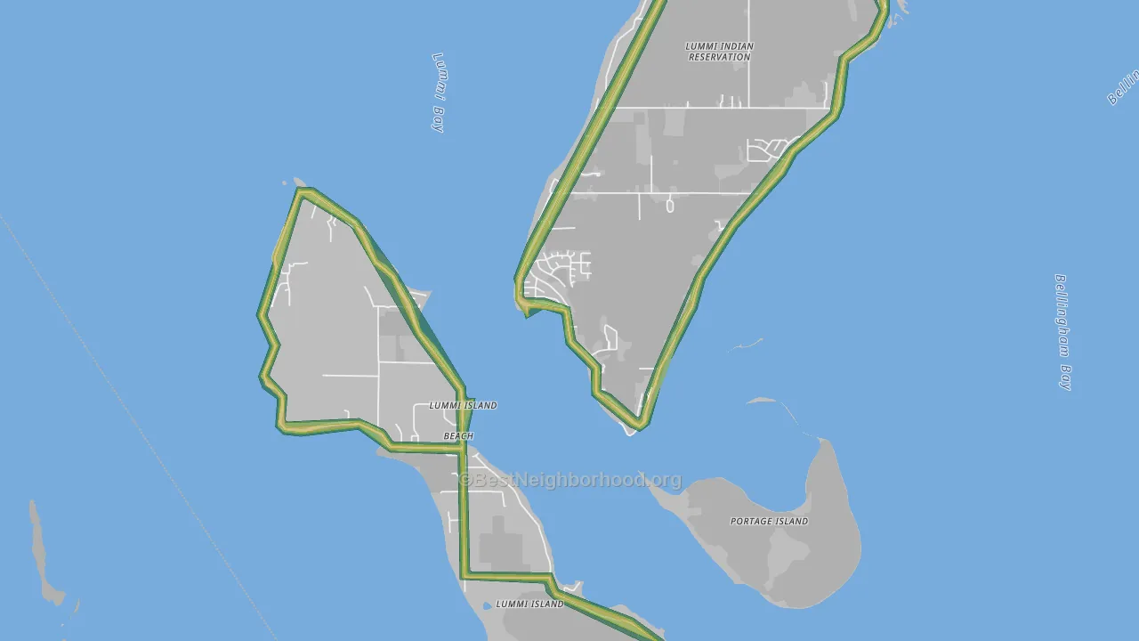Lummi Island, WA Map of Noise Levels in Lummi Island