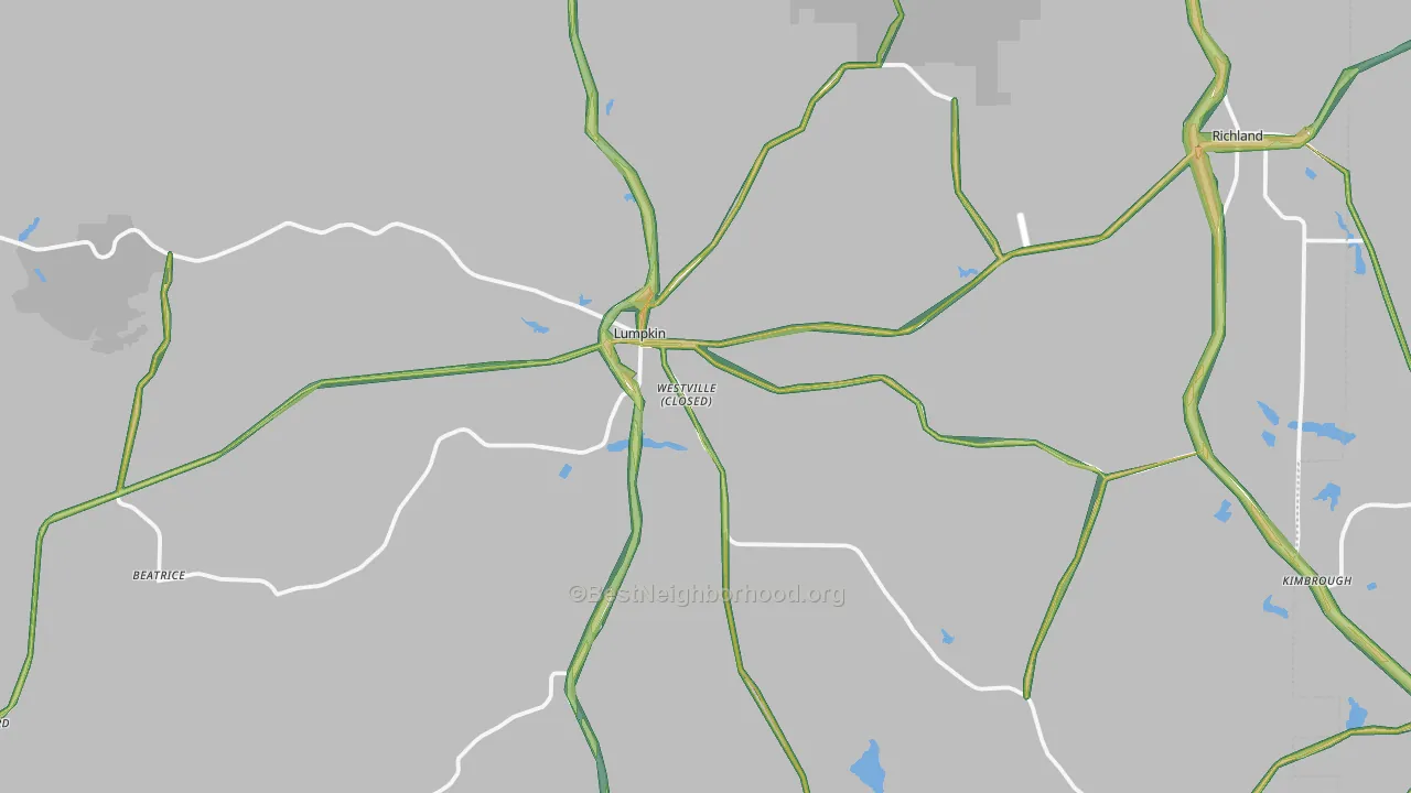 Lumpkin, GA Map of Noise Levels in Lumpkin