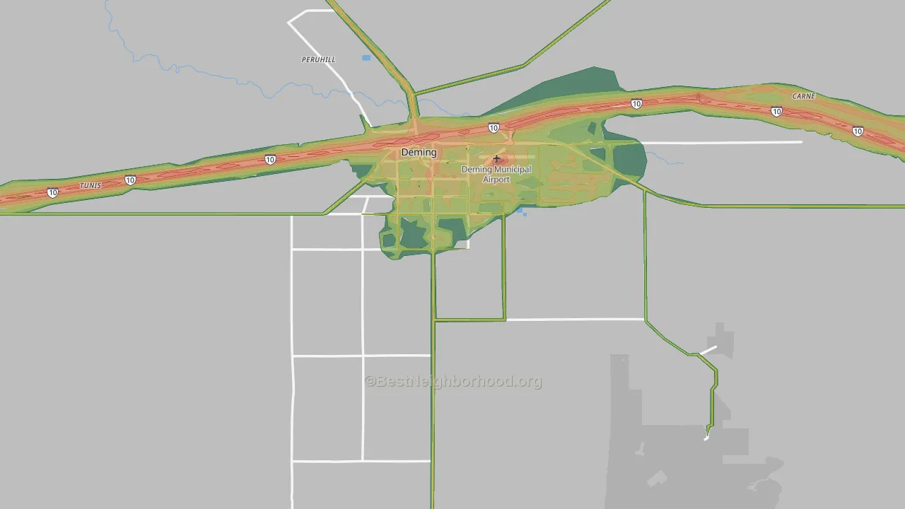 Luna County, NM Map of Noise Levels in Luna County