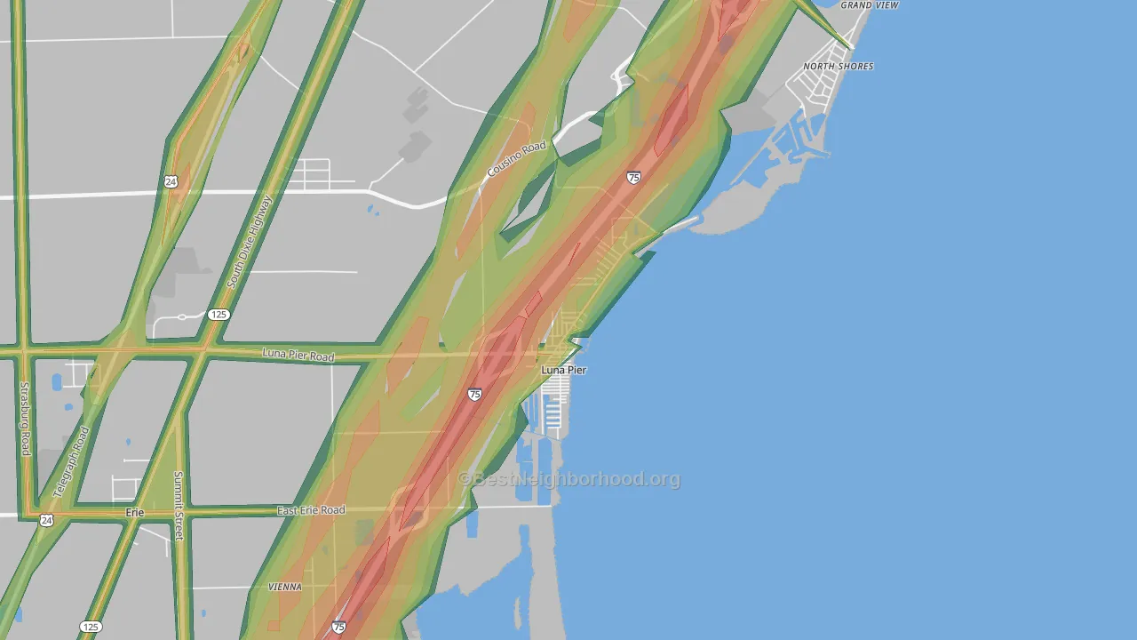 Luna Pier, MI Map of Noise Levels in Luna Pier