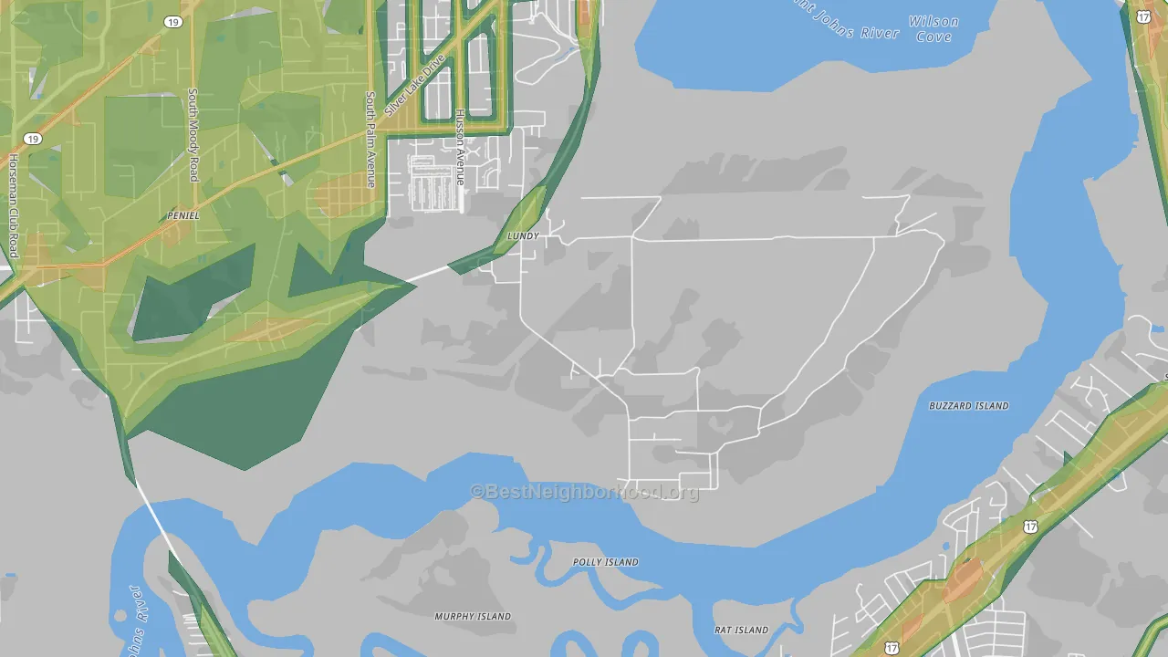 Lundy, FL Map of Noise Levels in Lundy