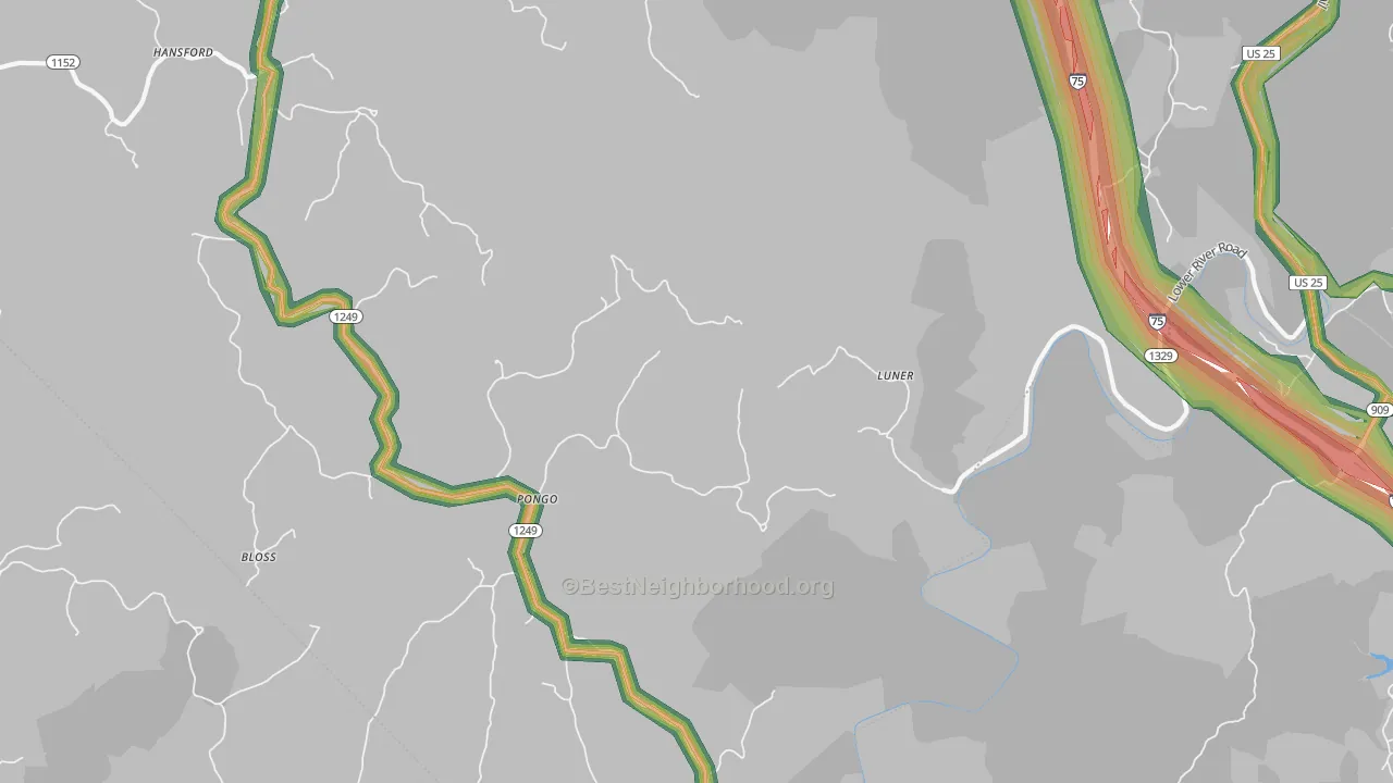 Luner, KY Map of Noise Levels in Luner