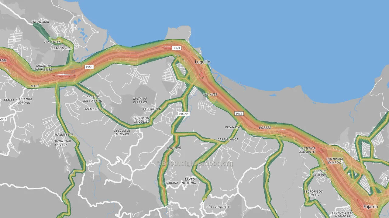 Luquillo, PR Map of Noise Levels in Luquillo