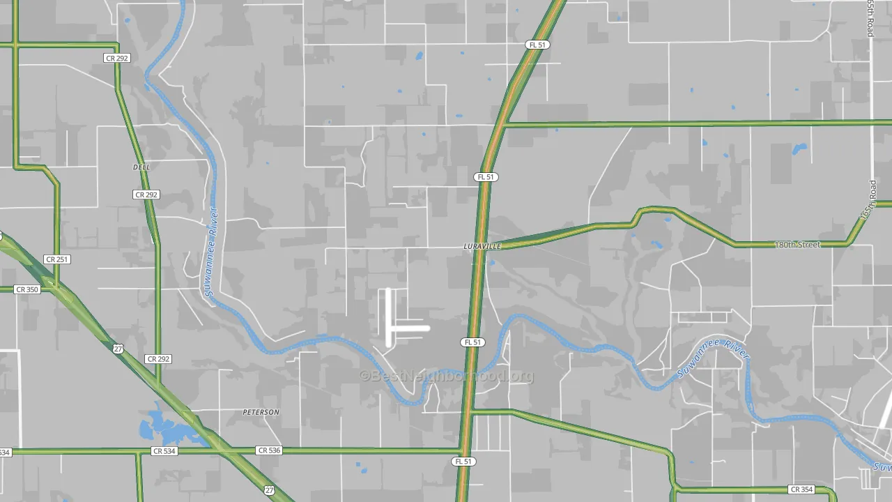 Luraville, FL Map of Noise Levels in Luraville