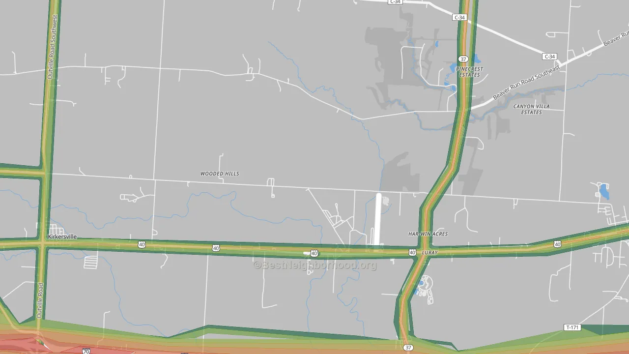 Luray, OH Map of Noise Levels in Luray