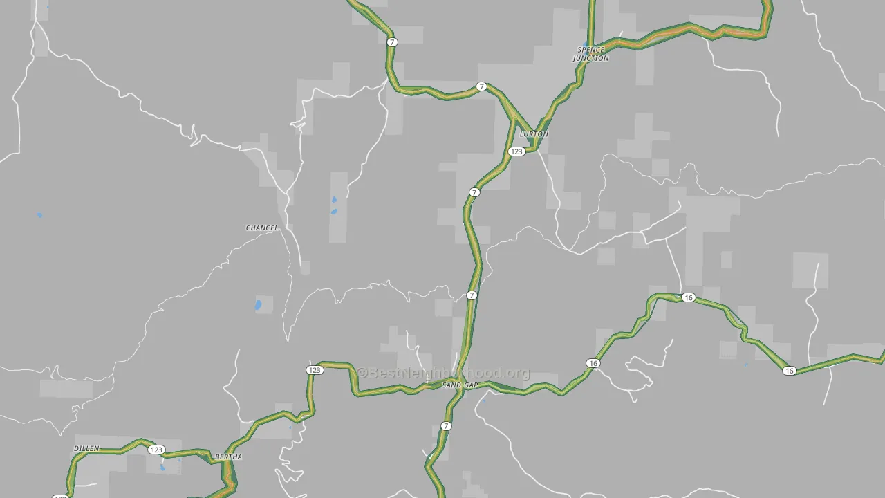 Lurton, AR Map of Noise Levels in Lurton