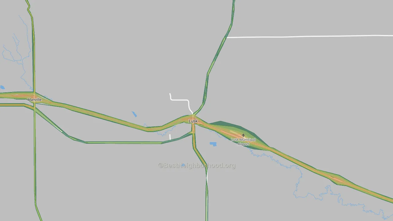 Lusk, WY Map of Noise Levels in Lusk