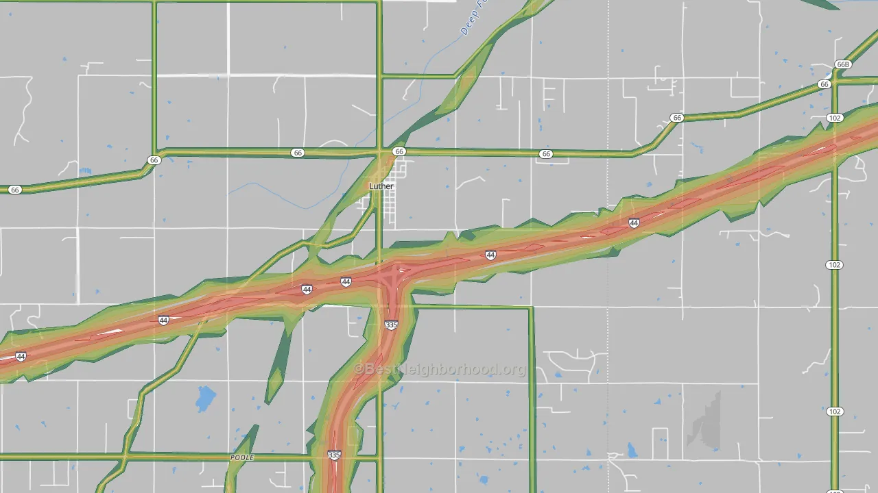 Luther, OK Map of Noise Levels in Luther