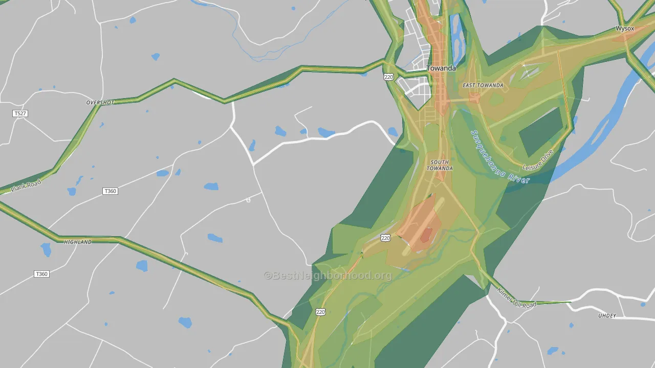 Luthers Mills, PA Map of Noise Levels in Luthers Mills