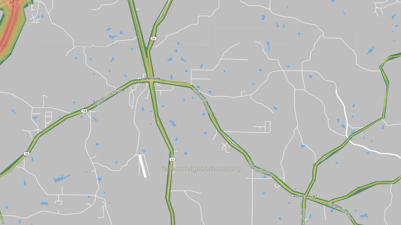 Luthersville, GA Map of Noise Levels in Luthersville