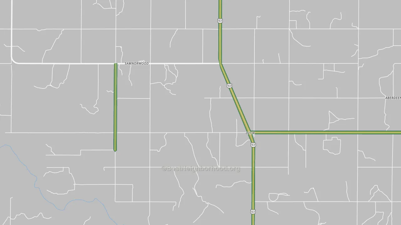 Lutie, TX Map of Noise Levels in Lutie
