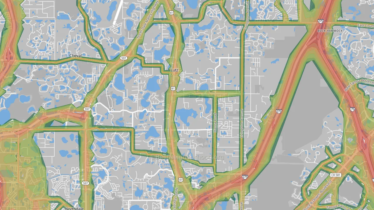 Lutz, FL Map of Noise Levels in Lutz