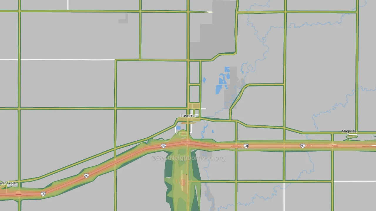 Luverne, MN Map of Noise Levels in Luverne