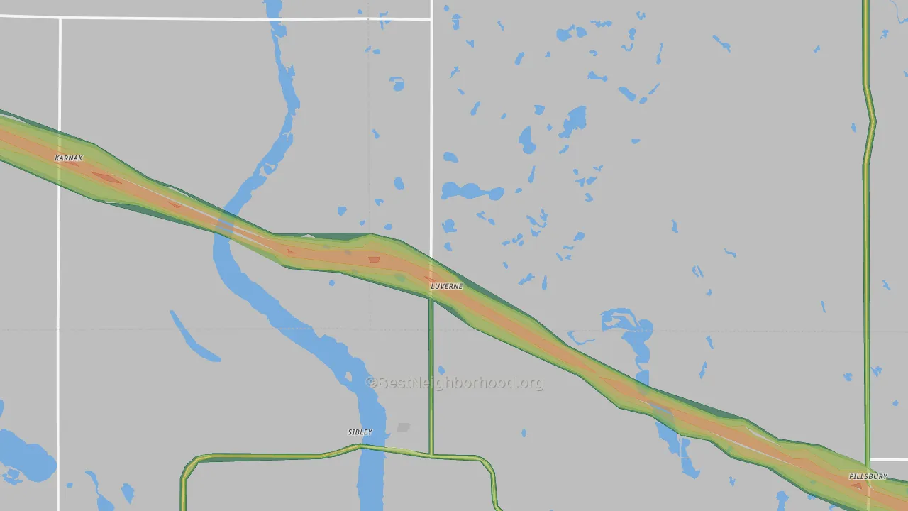 Luverne, ND Map of Noise Levels in Luverne