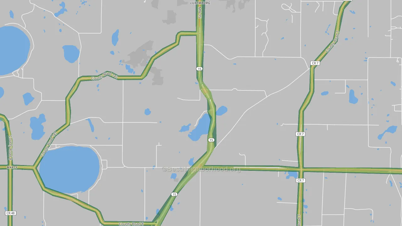 Luxemburg, MN Map of Noise Levels in Luxemburg