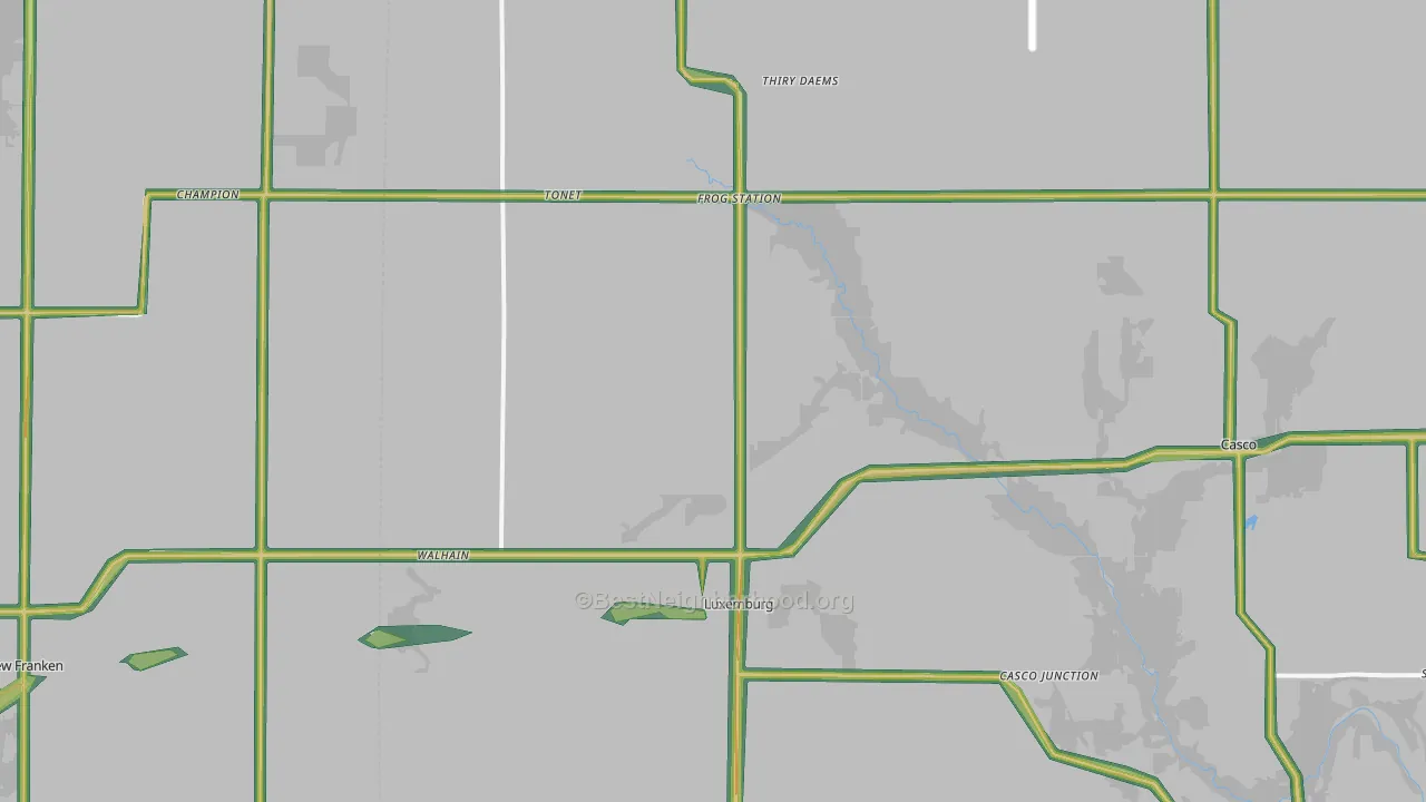 Luxemburg, WI Map of Noise Levels in Luxemburg
