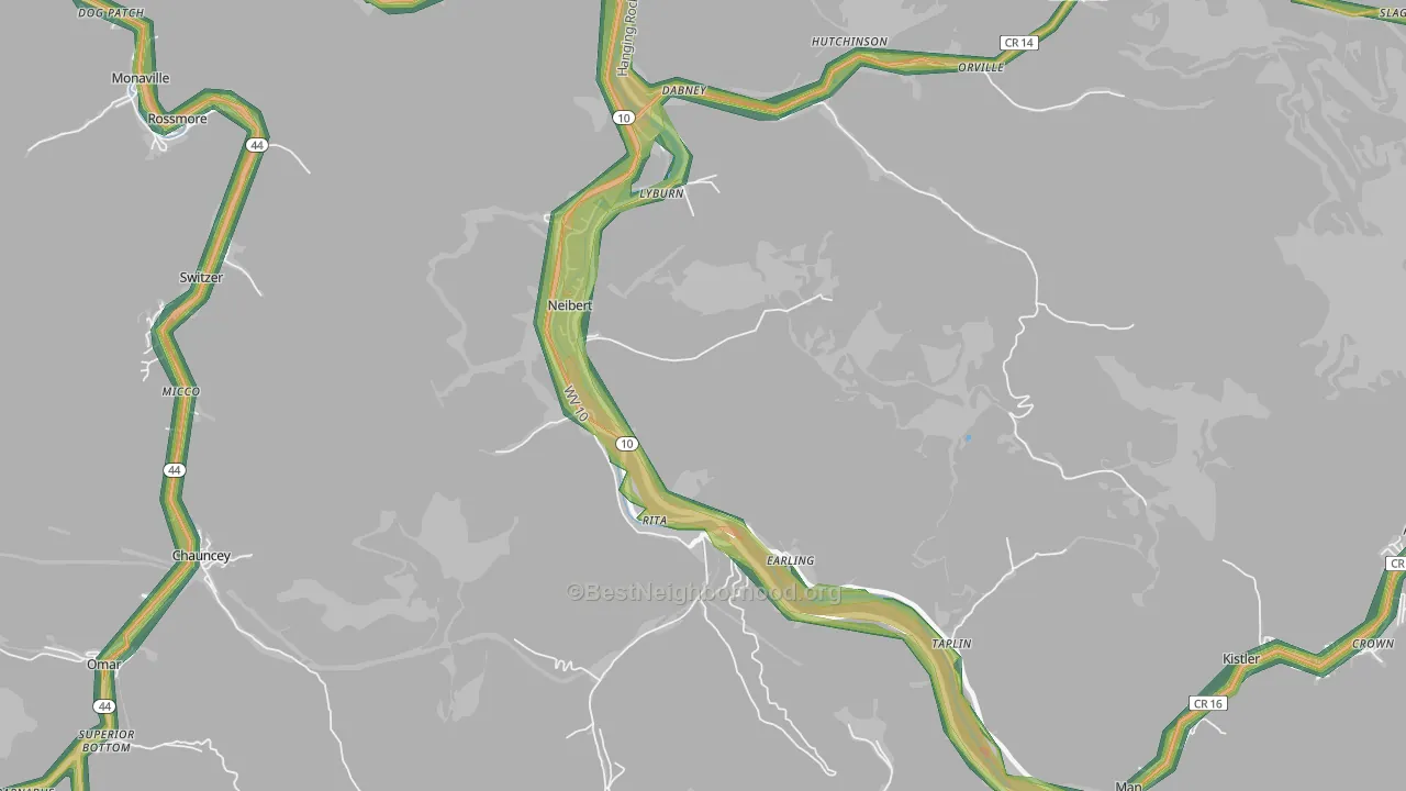 Lyburn, WV Map of Noise Levels in Lyburn