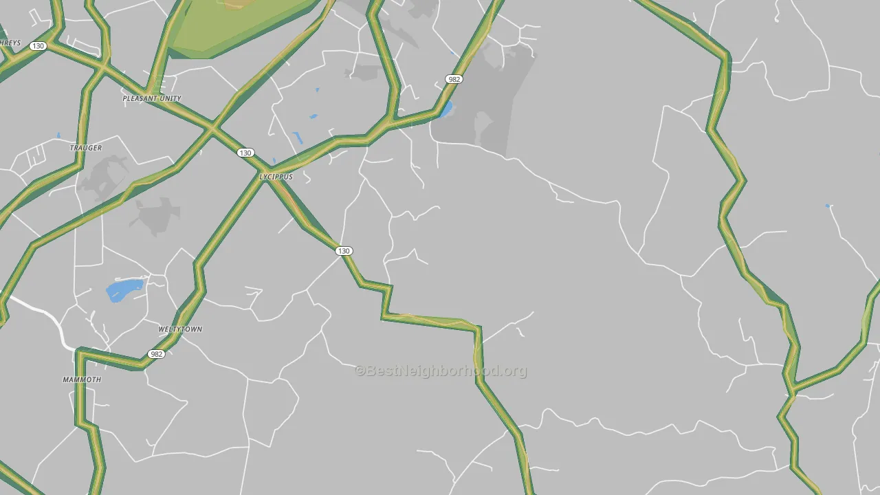 Lycippus, PA Map of Noise Levels in Lycippus