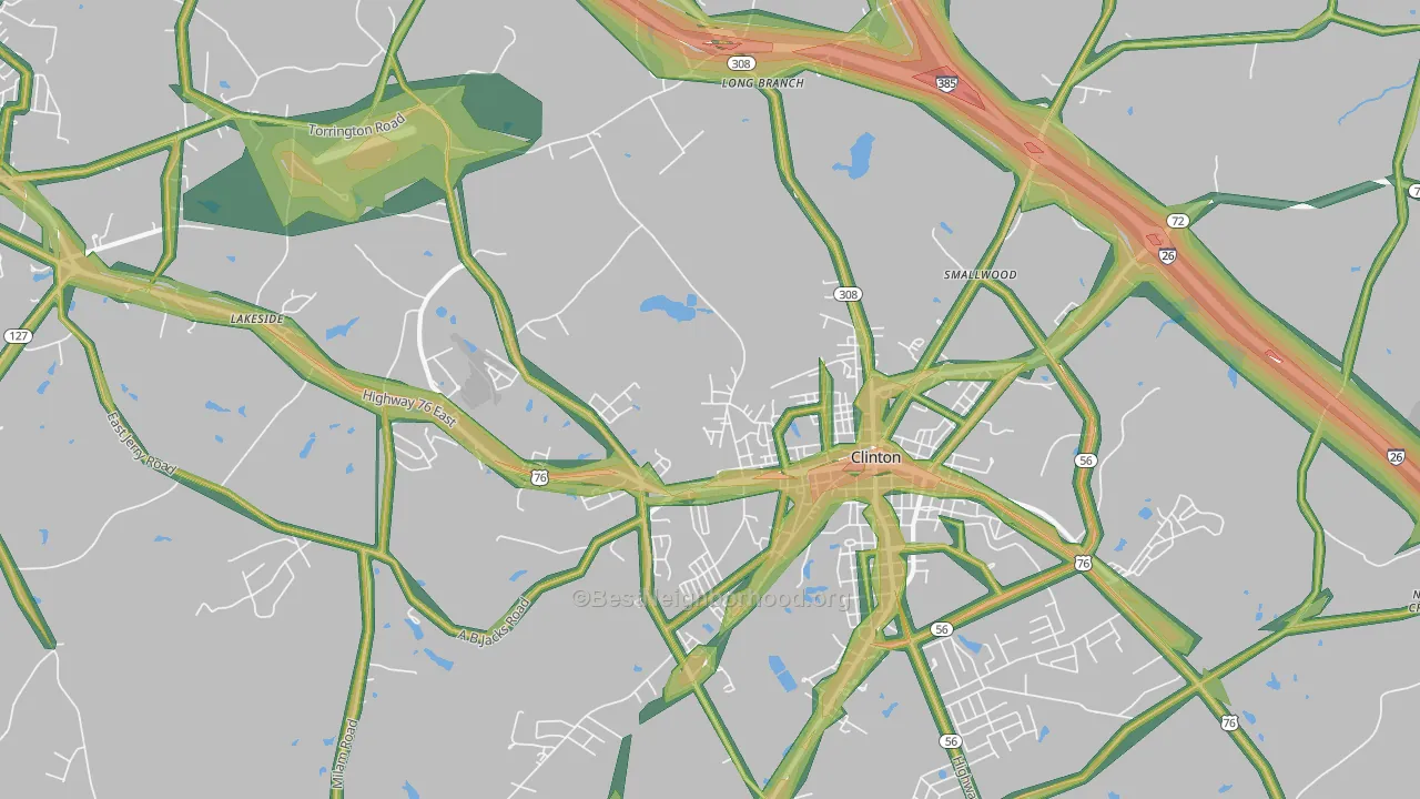 Lydia Mills, SC Map of Noise Levels in Lydia Mills