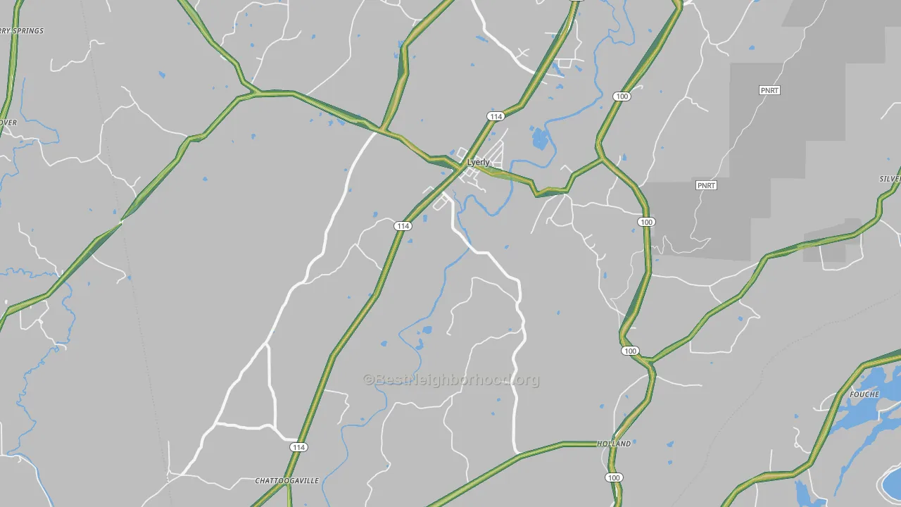 Lyerly, GA Map of Noise Levels in Lyerly
