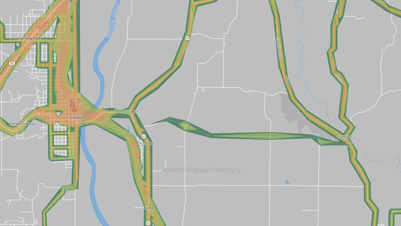 Lyford, IN Map of Noise Levels in Lyford