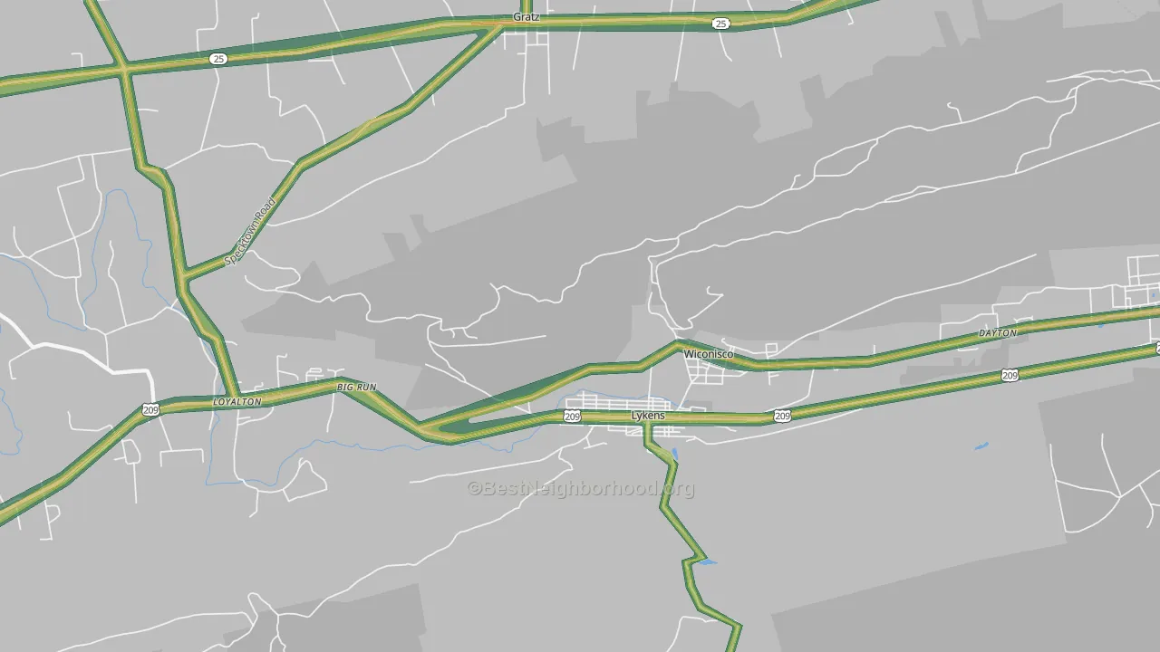 Lykens, PA Map of Noise Levels in Lykens