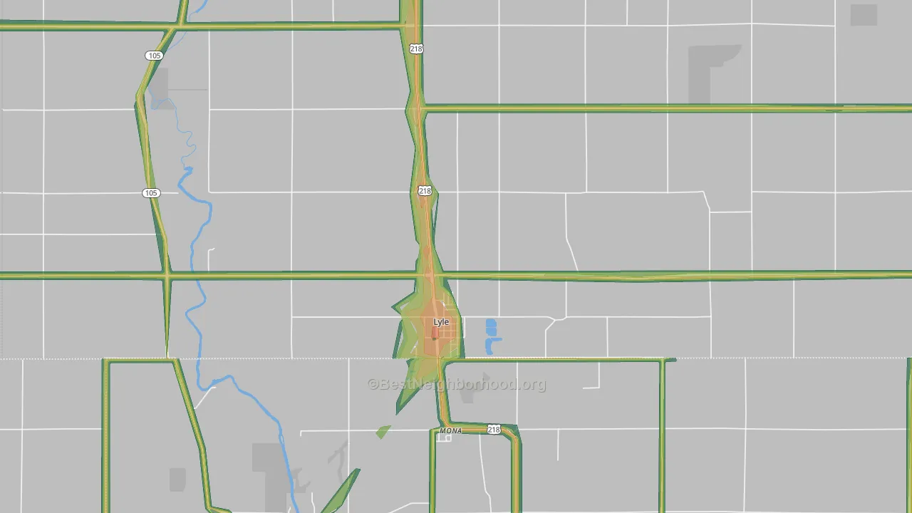 Lyle, MN Map of Noise Levels in Lyle