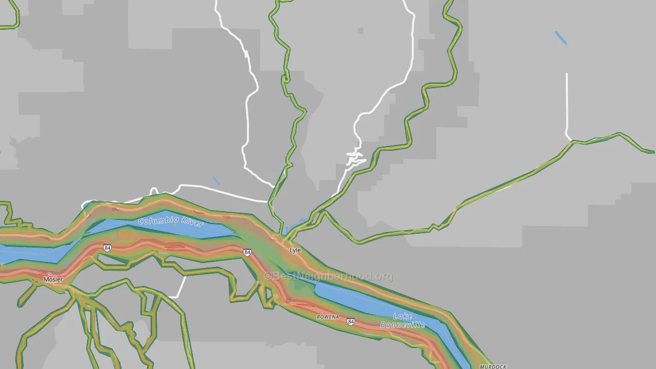 Lyle, WA Map of Noise Levels in Lyle