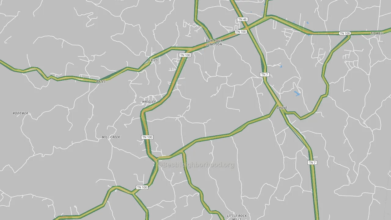 Lyles, TN Map of Noise Levels in Lyles