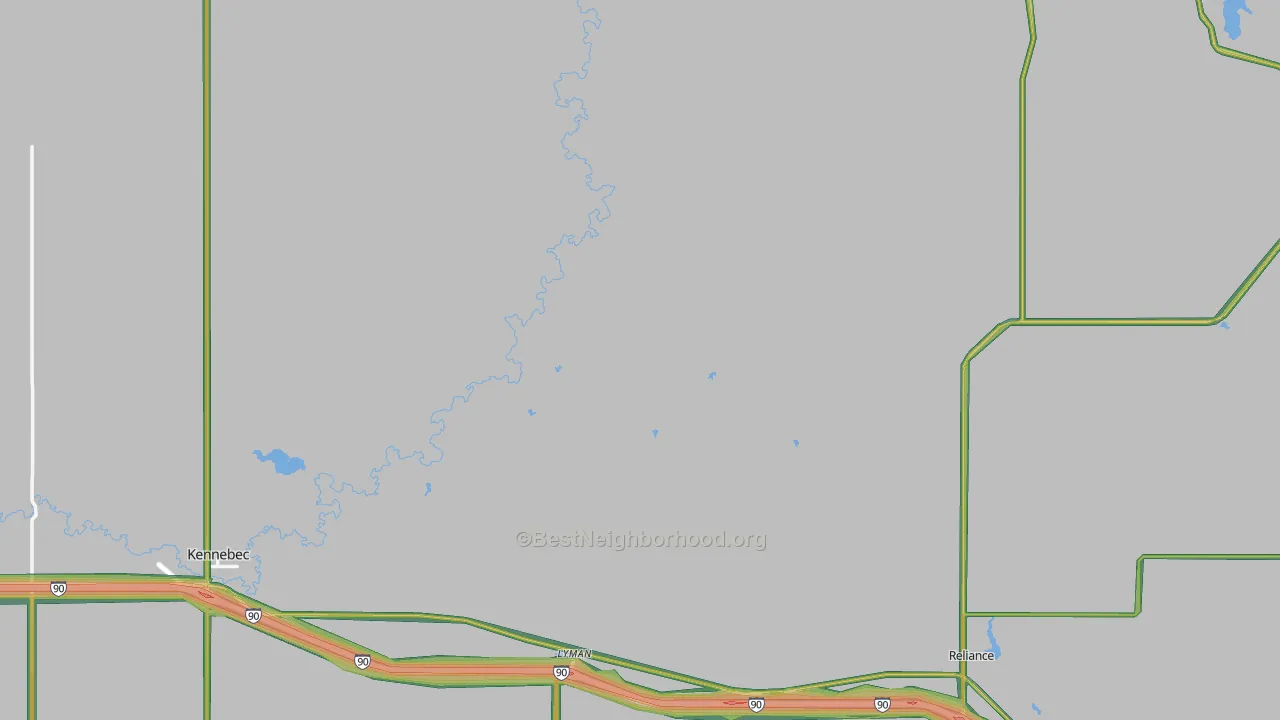 Lyman County, SD Map of Noise Levels in Lyman County