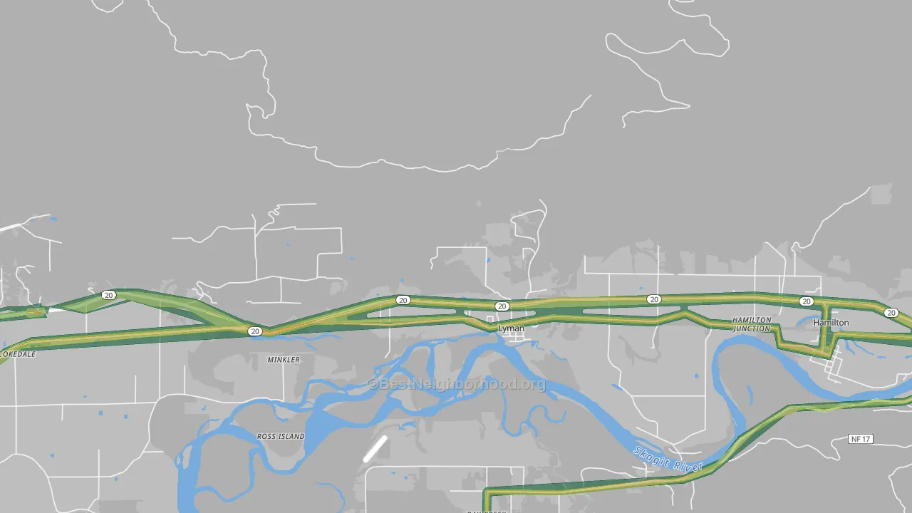 Lyman, WA Map of Noise Levels in Lyman